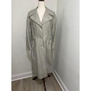 Peter Caruso Famous Designer Spy Jacket Gray Leather Spy Coat Belted Pockets 16